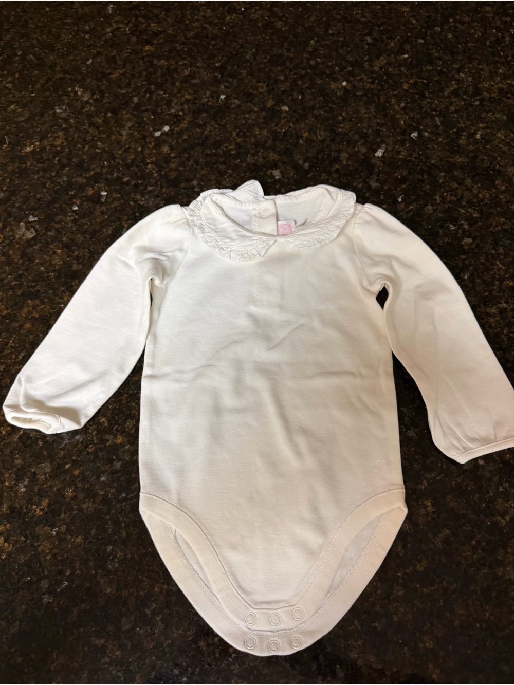 Janie and Jack. 
Cream Long-Sleeve Baby One-Piece with Peter Pan Collar